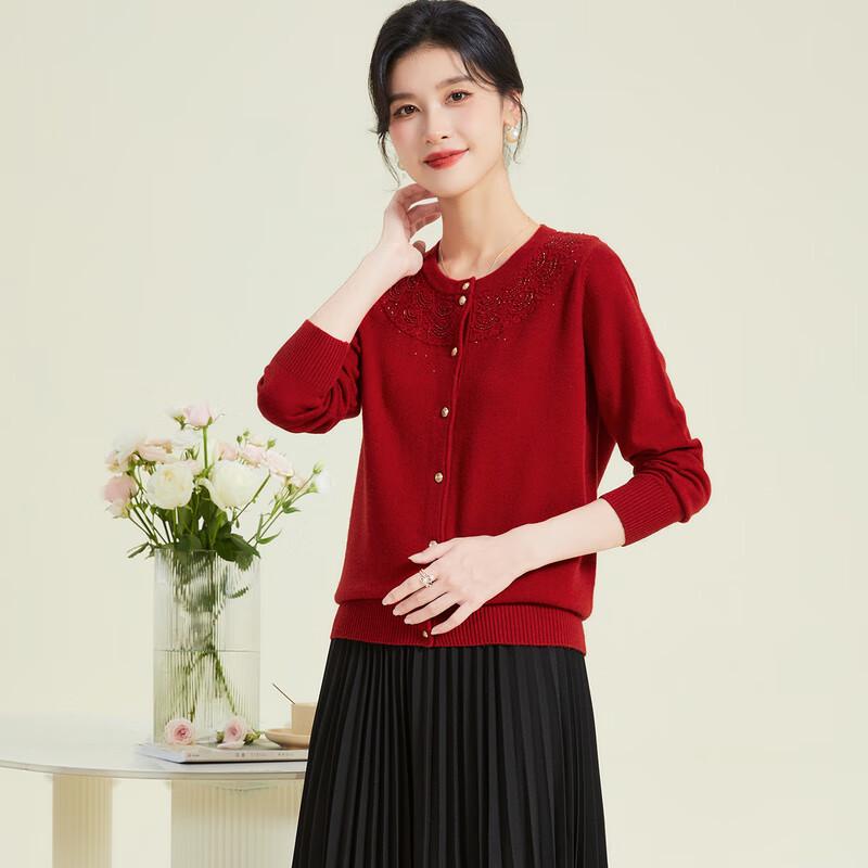 Elegant Floral Embroidered Wool Cardigan for Women
