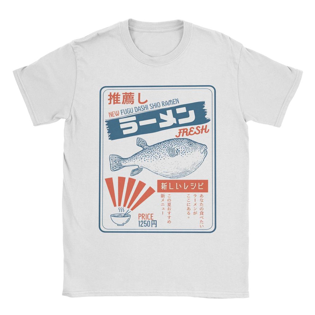 Unisexs Fugu Puffer Fish RaUnisex Kanagawa Wave T Shirts Pure Cotton Tops Humorous Short Sleeve Round Collar Tees Big Size TShirts