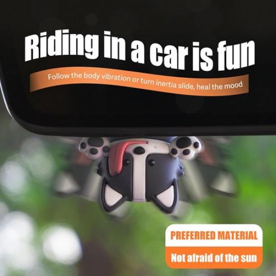 Rear View Mirror Hanging Accessories, Cute Funny Swinging Dog Hanging -grey
