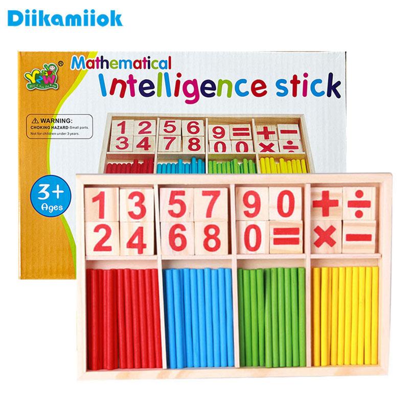 Çocuklar İçin Ahşap Matematik Oyuncakları Çocuklar İçin Montessori Eğitici Öğrenme Sayı Sayma Çubukları Anaokulu Matematik Öğretim Araçları