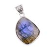 Natural Labradorite Gemstone 925 Solid Sterling Silver Gift Pendant 1.75" q7V49