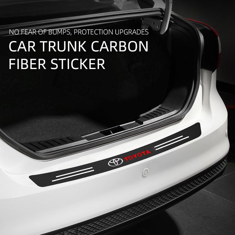 Car Door Threshold Strips Car Trunk Rear Bumper Protective Carbon fiber Leather Stickers For Toyota Camry Yaris Hilux Corolla HZ0