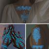 6Pcs Glow in Dark Tattoo Stickers, Lace Temporary Body Art for Hands, Waterproof Indian Mehndi Tattoos for Women Girls