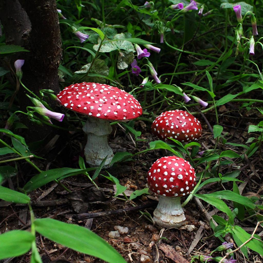 3pcs Luminous Mushroom Garden Stakes Yard Signs Outdoor Silhouette Potted Plant Ornaments for Fairy Garden Lawn Decor