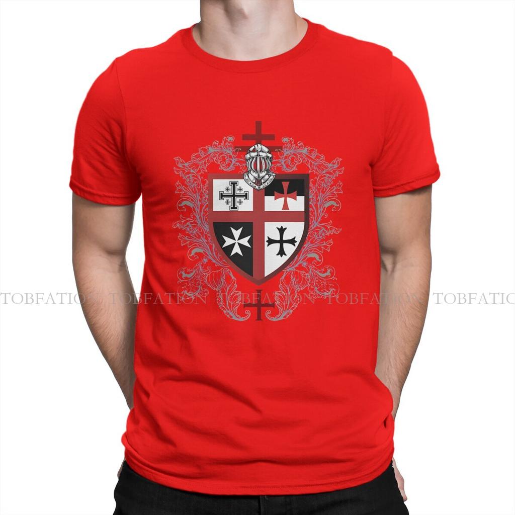 Cross Shield Symbol Medieval Emblem Secret Order TShirt For Male Knights Templar Tops Novelty T Shirt Soft Print  Creative Gift