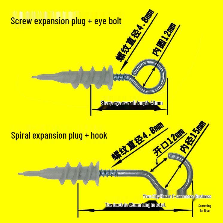 Nylon Spiral Wall Plug Screw Expansion Anchor for Plasterboard