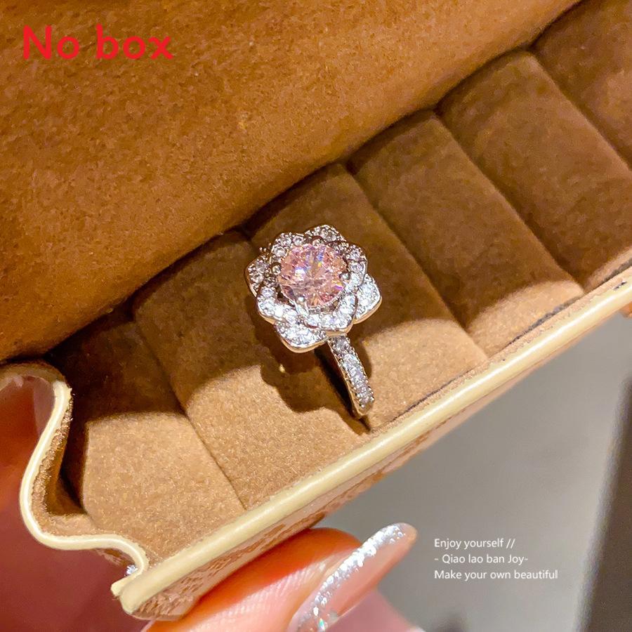 Modern Silver Zircon Flower Shape Adjustable Ring For Women Casual Wear