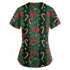 Women's Casual 3/4 Sleeve Neck Top with Christmas Print