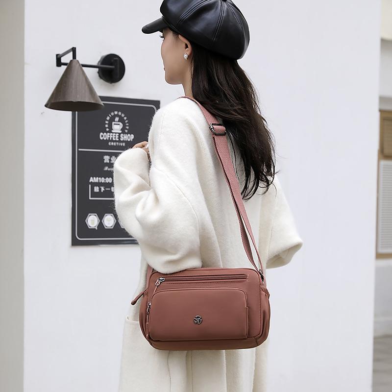 Small Square Bag Women's Water-Repellent Crossbody Bag Shoulder Bag Solid Color Mother Bag