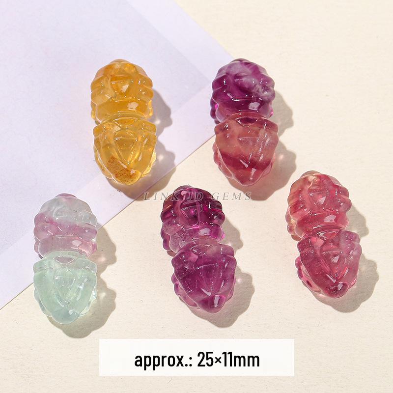 Jingde Jewelry Natural Colorful Fluorite Vajra Pendant Crystal Carving Charm