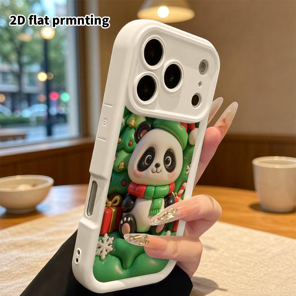 Phone Case: 2D Flat, Suitable for iPhone 18 17 16 15 14 13 Pro Protective Case, Christmas Panda, Perfect Holiday Gift for Christmas and Halloween