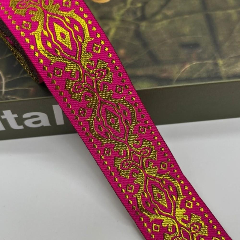 1.3 Inch Wide Jacquard Woven Fabric Ribbon Fringe Trim Flat Gold Gold Glitter Embroidery Ribbon Lace Accessories