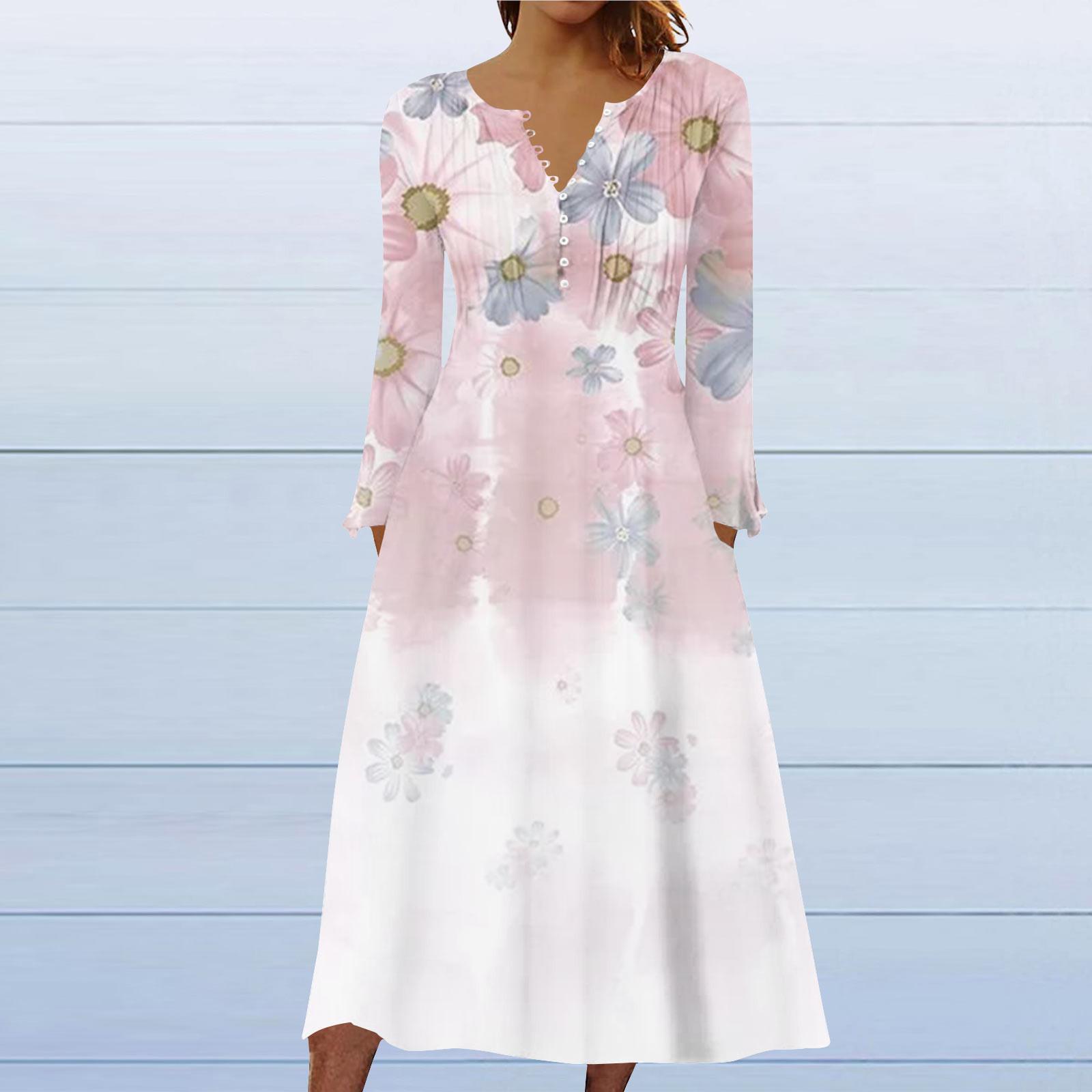 

Модное женское повседневное модное однотонное платье с карманами и v-образным вырезом, пуловер с длинными рукавами S розовый