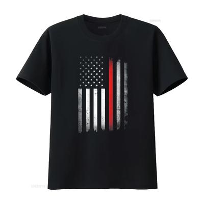 US Firefighter USA Practice Flag American Fire Fighter Men T Shirt Vintage Washed Stylish Soft Designer Clothes Homme Slightly