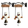 Decorative Metal Bell Ornament Halloween Swing Ghost Doorbell, with Pumpkins Decor, Gothic Style Trick Festive Front Door Hanger or Treat Sign,