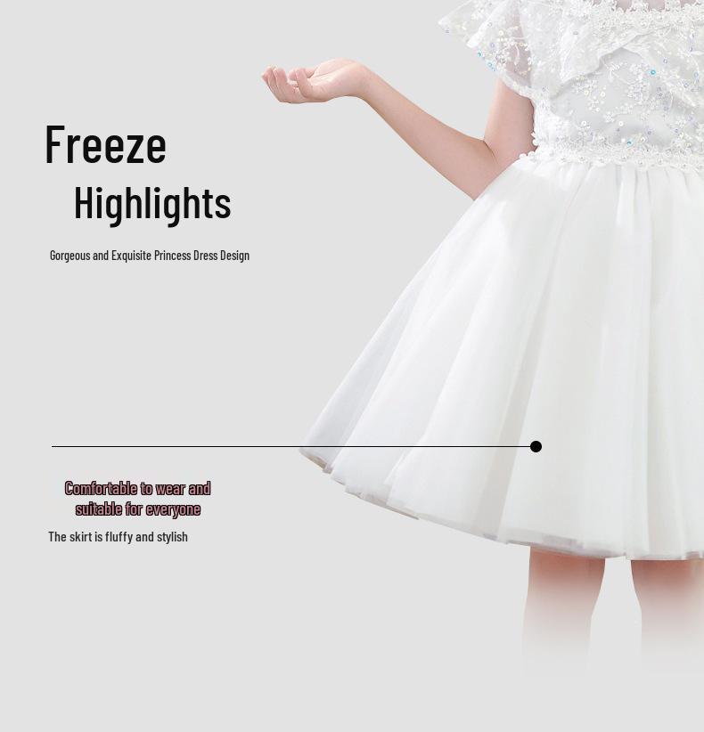 Children's Formal Dance Princess Dress: Puffy Gauze Flower Girl Outfit, Short Sleeve, Suitable for June 1 Performances