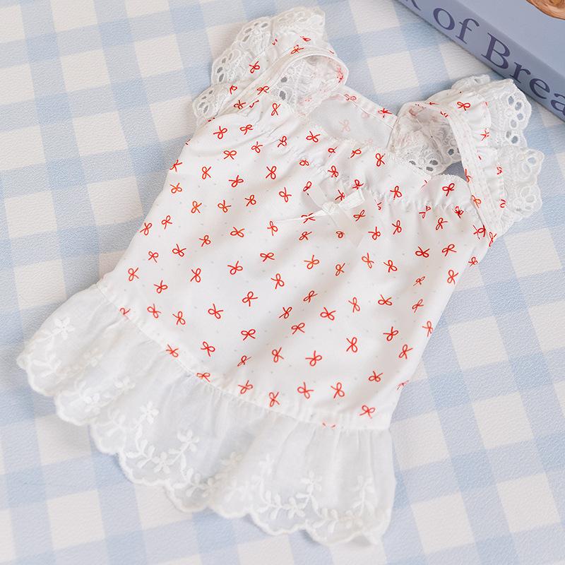 Spring and Summer Puppy Dog Clothes Eyes Butterfly Suspender Skirt Mori Dress Teddy Bigbear Cat Pet Clothes