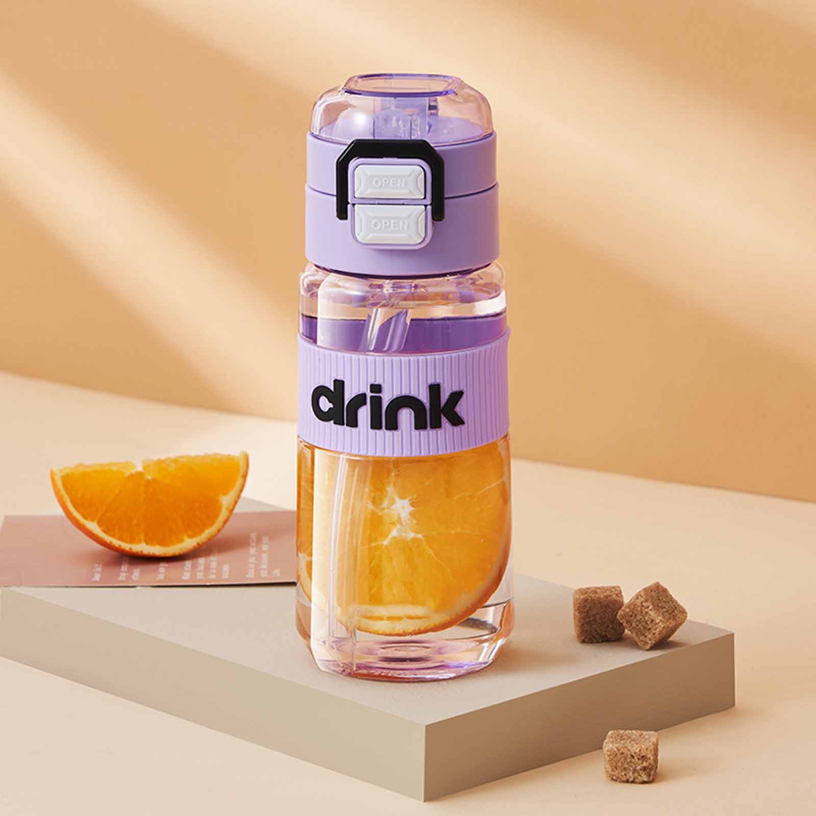 

Straw Water Bottle for Men & Women, Drinking Tea Cup with Straw & Spout, One-Click Lid, Portable Bottle for Students S