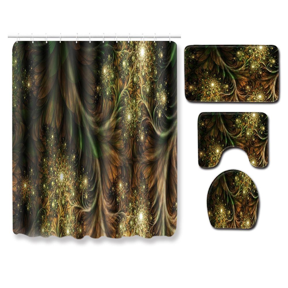 

Крутой узор Занавеска для душа Коврик для пола Комбинация Набор из четырех предметов Ванная туалет Ковер Коврик для ног 45*75