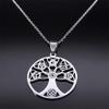 7 Chakra Healing Tree of Life Necklace for Women Men Stainless Steel Silver Color Spiritual Buddhism Necklace Jewelry bijoux