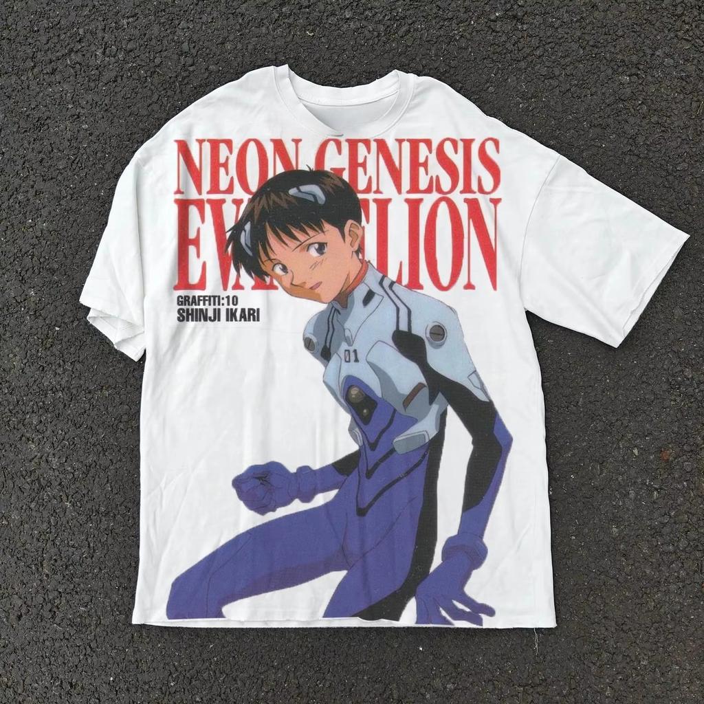 Neon Genesis Evangelion EVA Vintage Anime Asuka Soryu Rei Ayanami Shinji Ikari Printed Tshirt Unisexs and Womens Tshirt Summer