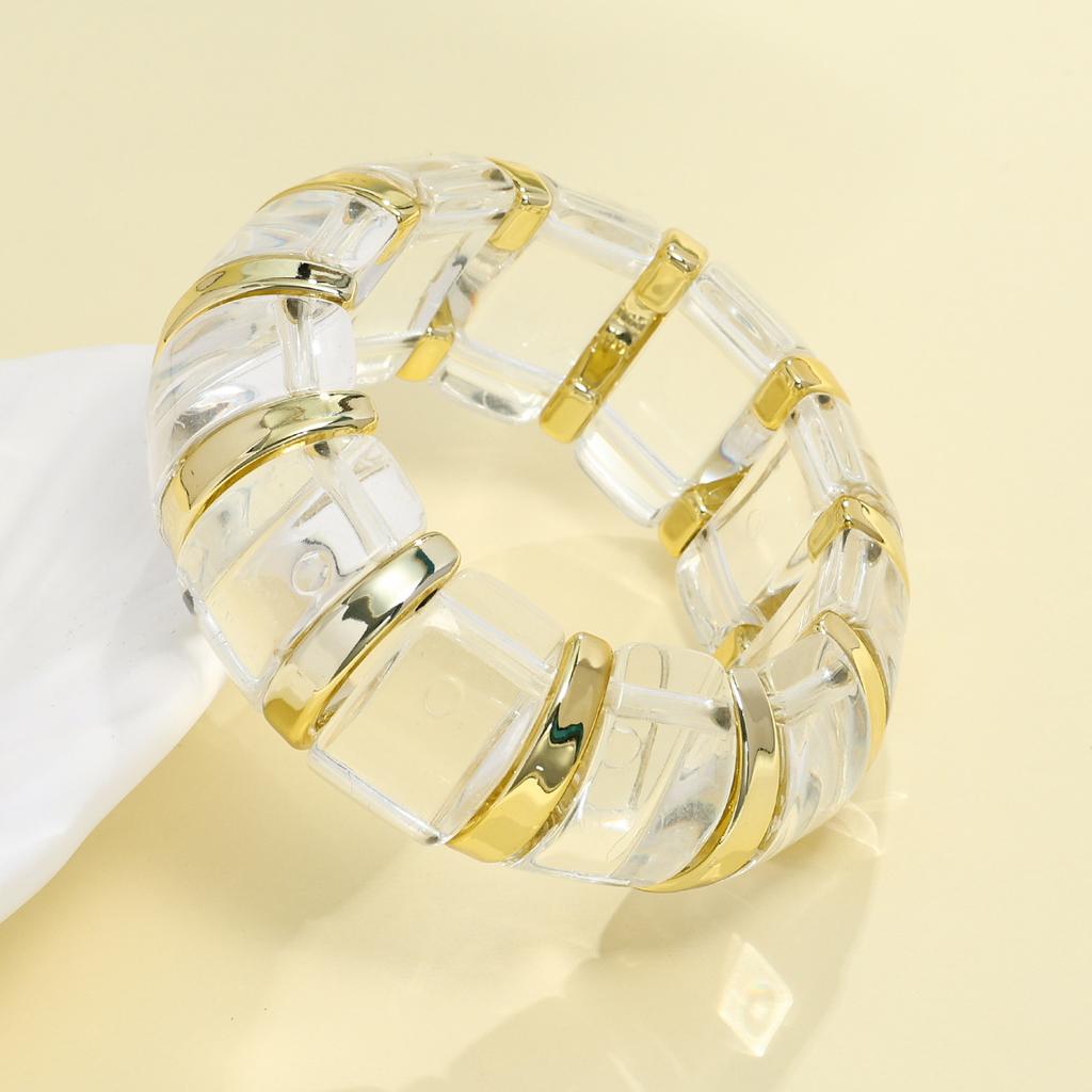 Exaggeration Punk Thick Wide Acrylic Elastic Rope Bracelet Retro Fashion Boho Bracelet Temperament Jewelry for Women