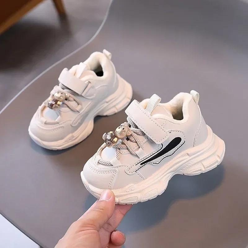 Kid Sneakers Girl Shoes 24Spring New Baby Walking Shoes Children Sport Shoe Boy Platform Plush Kid Shoes Little Bear Tennis Shoe