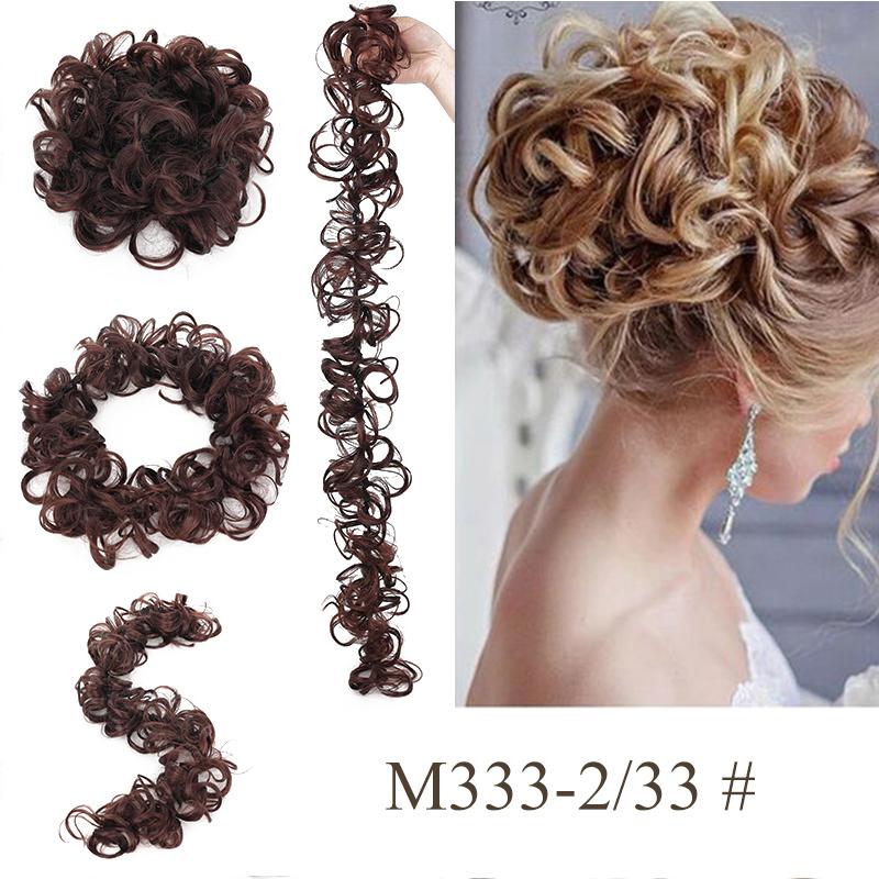 Messy Bun Scrunchie Hair Wrap Fluffy Pony Tail Curly Touseld nScrunchy Updo Donut Chignons für Frauen