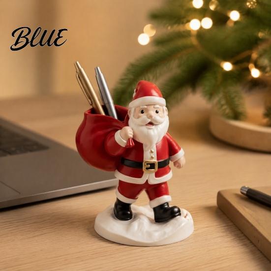 Holiday Storage Containers Santa Claus Statue Pen Holder Mini Potted Plant Desk Organizer Countertop Organizers for Christmas Festive Tabletop