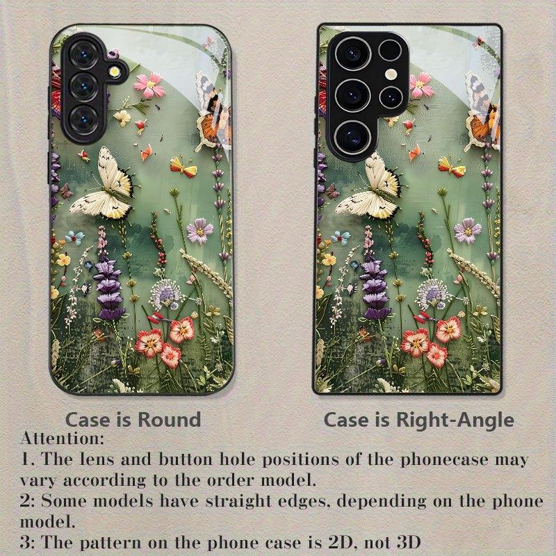 Color gradient butterfly glass phone case suitable for Samsung Galaxy S26 S25 S24 S23 S22 S20FE/Ultra/Plus shockproof back cover