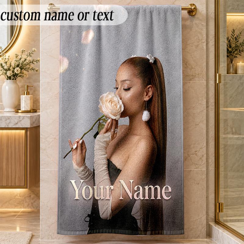 Beach TowelAyliva Custom Name Text Personalized Soft Towel for Beach Pool Indoor Home Decor Gift