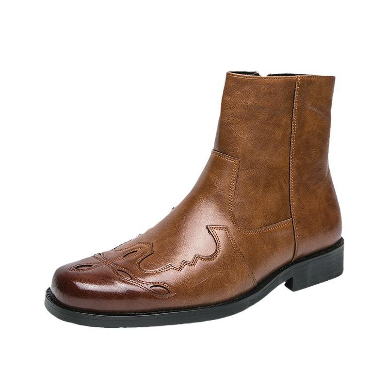 Западно-американские ковбойские сапоги Мужские осенние остроносые короткие сапоги — фото 6