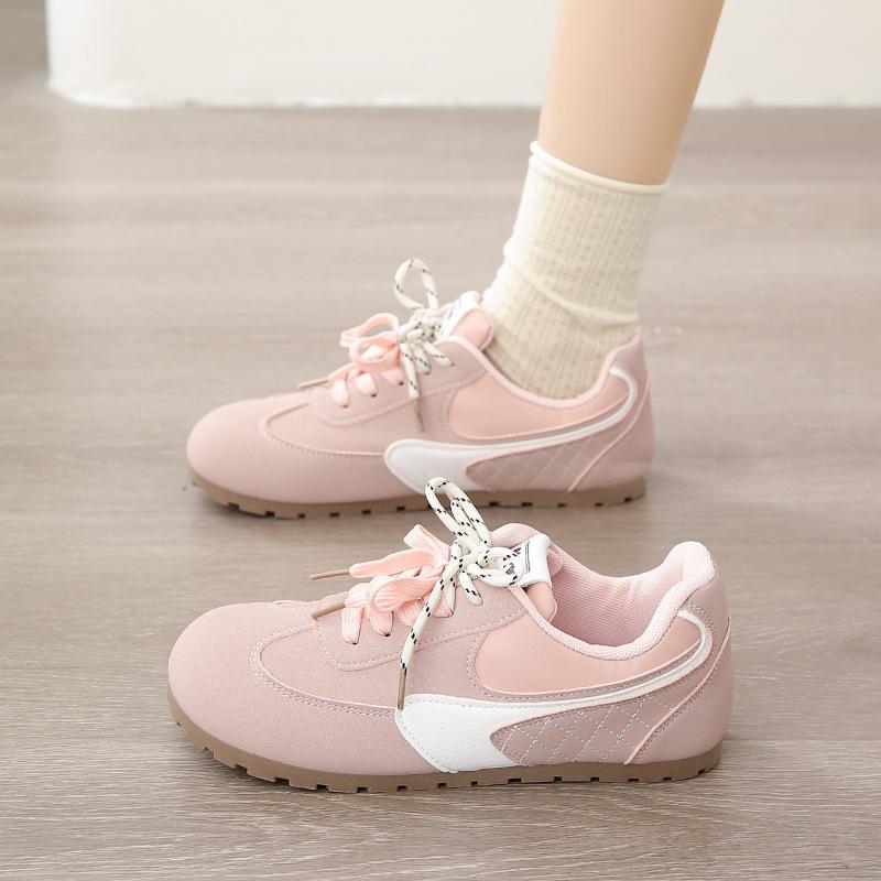 Niche pair of shoelaces design sense thick-soled women's small inner height increase round head tide