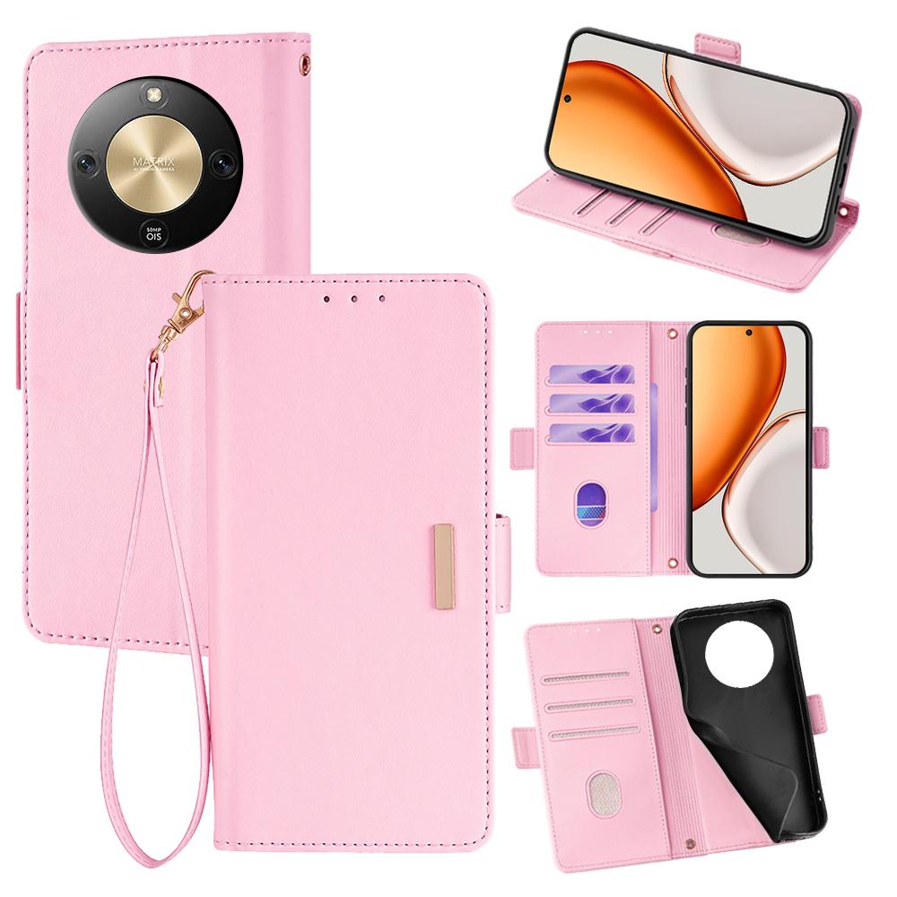 For Honor Magic8 Lite 5G/X9d 5G/X70 5G Case RFID Blocking Wallet PU Leather Phone Cover with Wrist Strap