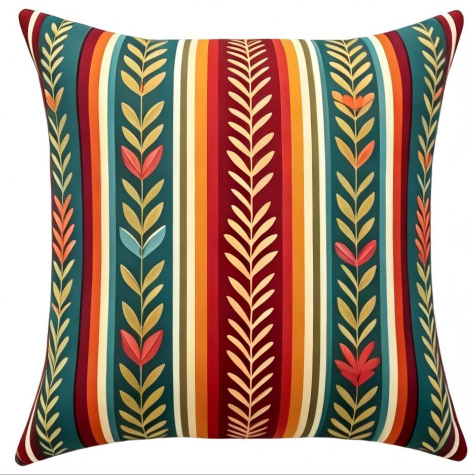 Federa Cuscino Peluche Stile Bohemien - Copricuscino Multicolore per Divano, Comodino e Soggiorno.