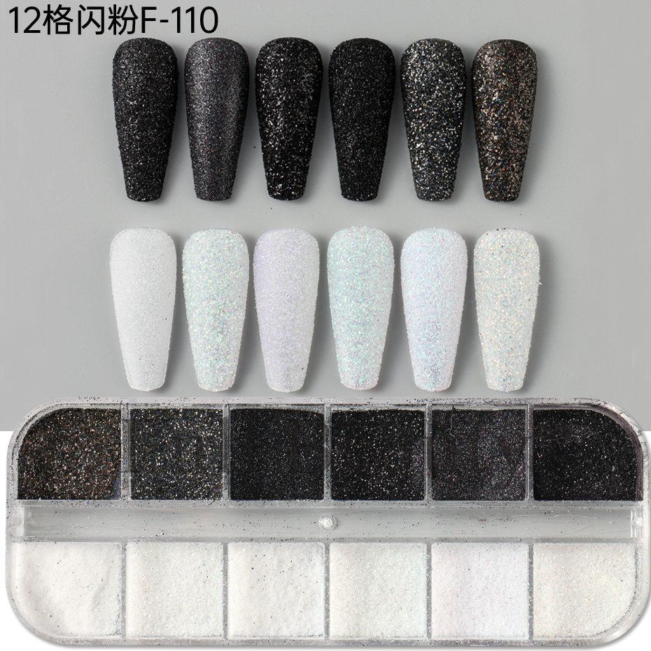 Nail Art Glitter, White Snow Dark Series Starlight Woolen Powder Mixed Nail Woolen Modeling Powder