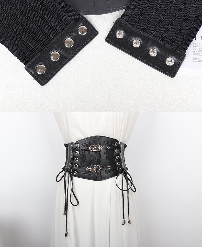 Ceinture Cinch Haut de Gamme Noire Élastique pour Femme avec Accessoires de Mode pour Vêtements d'Extérieur et Trench-Coats