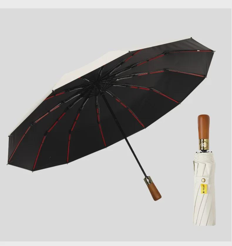 Premium Double-Sized Wind-Resistant Folding Umbrella with UV Protection for Men.