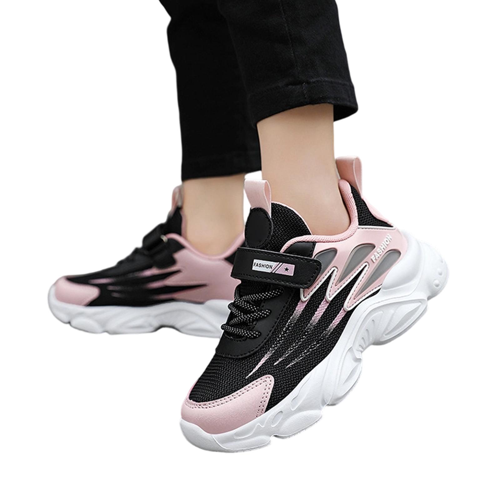 Kids Lightweight Breathable Mesh Athletic Sneakers with Hook and Loop Strap Comfortable Running and Hiking Shoes for Boys and Girls 28 розовый