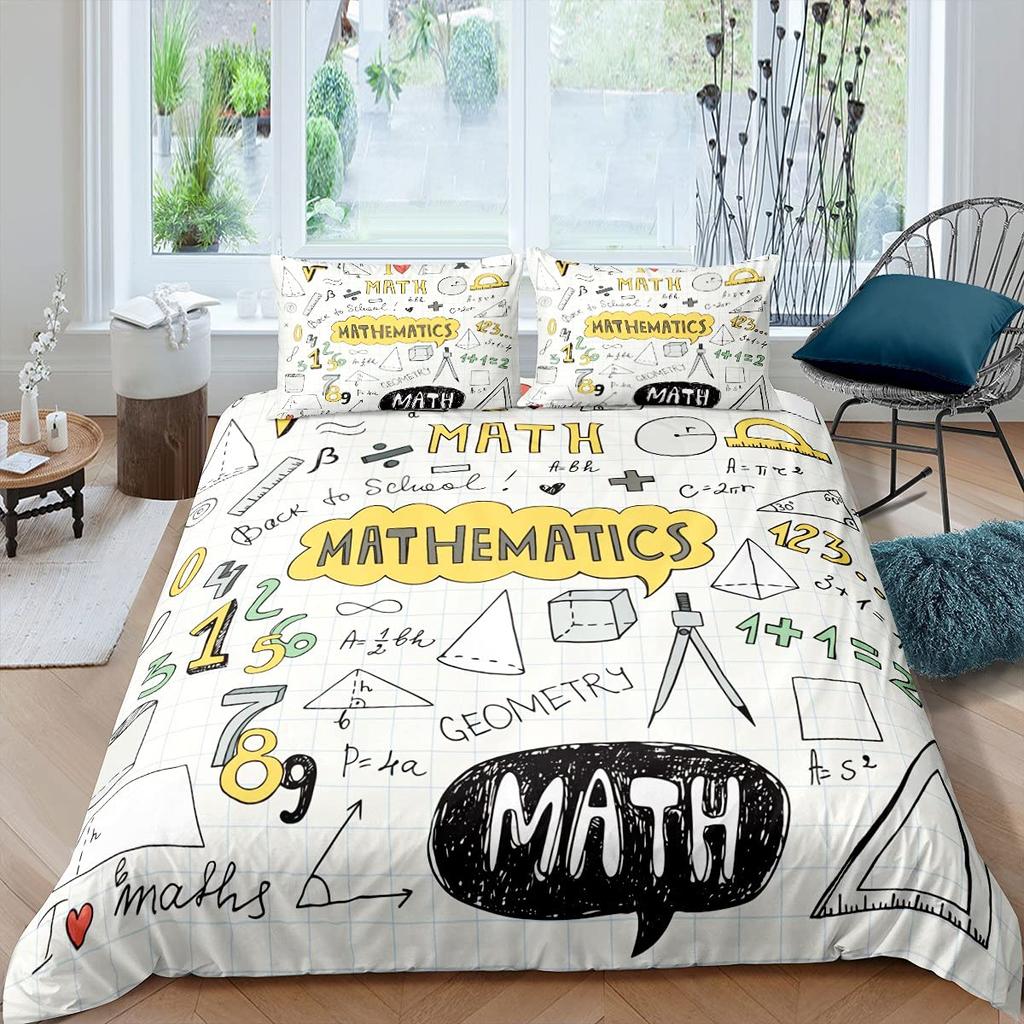 Set Copripiumino Equazioni Matematiche Clessidra Galassia Viola Coperta Copripiumino Formula Fisica Set Biancheria da Letto per Dormitorio Asse Geometrico Scientifico