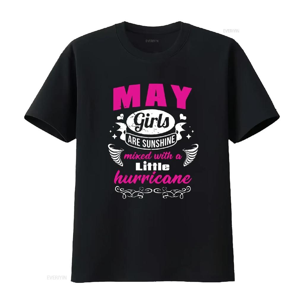 May Girl T Shirt Girls Are Sunshine Born In Birthday Month Taurus Astrology Vintage Washed Top For Everyday Wear Unisex Homme