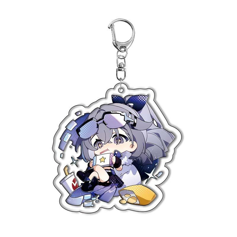 6CM Honkai Star Rail Anime Game Keychain Double-sided Cartoon Figure Lunae Blade Key Ring for Women Car Bag Phone Pendant Gifts