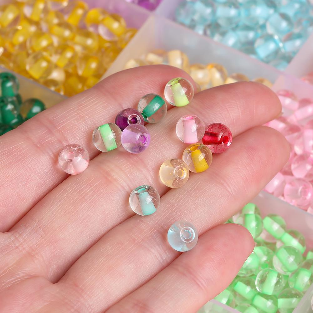 100/200pcs 4/6mm Glass Colored Beads Round Spacer Beads for Handmade DIY Necklace Bracelet Phone Chain Jewelry Making Findings