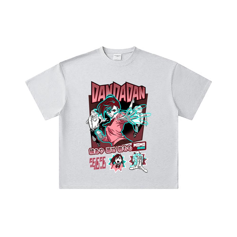 260 GSM Double Yarn 32 Count 100% Cotton Dandadan V15 Momo Print Unisex Heavy Cotton T Shirt