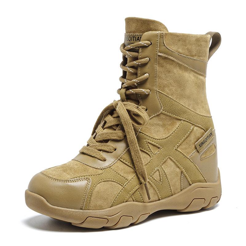 2026 Spring Autumn Shoes Women Genuine Leather Ankle Boots Thick Sole Height Increasing 9cm Ladies Fashion Single Boots