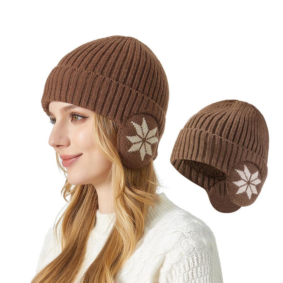 Winter dicke Schneeflocke Gehörschutz Strickmütze Herren warme Wollmütze Damen Outdoor Radfahren kältebeständige Mütze