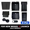 For Tesla New Model Y 2025 Launch Juniper ABS with Silicone Non-slip Mat Console & Armrest Storage Box Upper and Lower Watercup