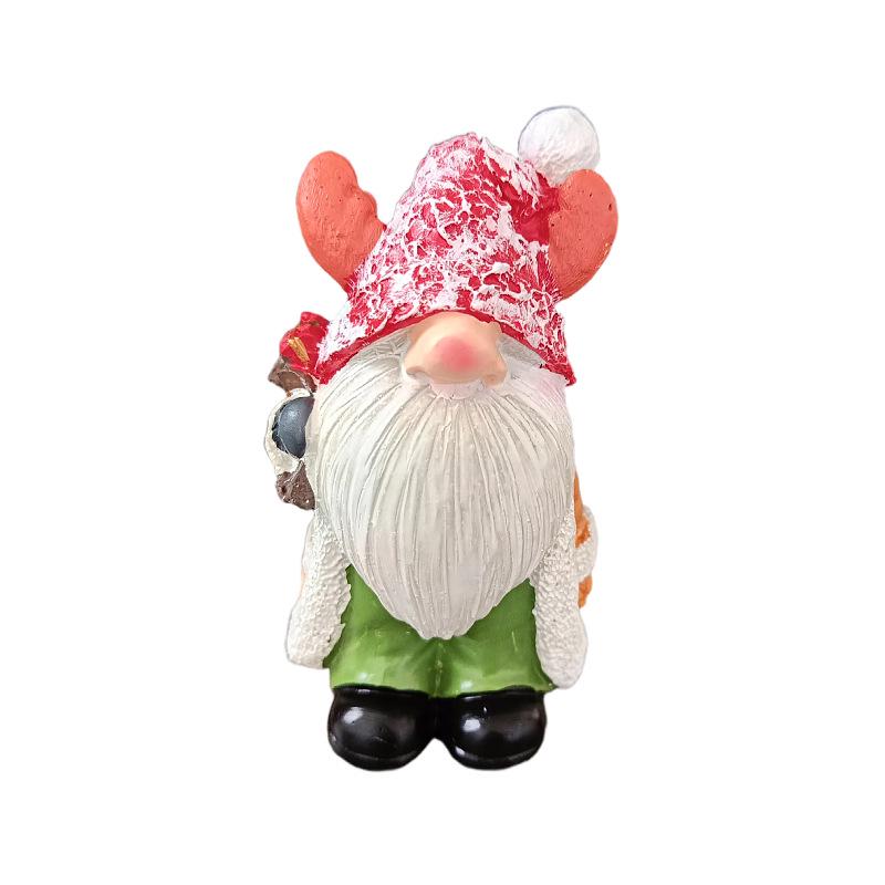 Christmas Gnome Hat Resin Statue: Festive Dwarf Desktop Ornament