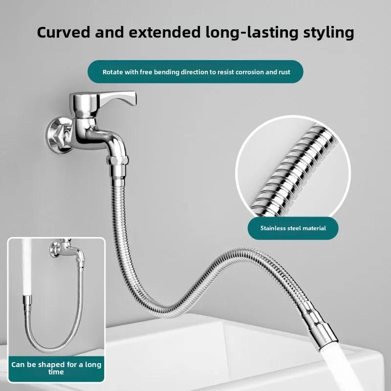 20-50CM Universal Faucet Extender Stainless Steel Extension Hose 360° Rotation Kitchen Sink Anti-Splash Nozzle Aerator