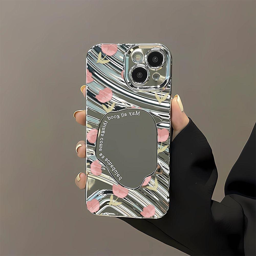 Mirror Phone Case for iPhone 16 11 13 14 for 16 Pro 12 13 15 16 Pro Max for Samsung A15 A16 A35 A55 Cute Cloud Flower Puppy Electroplated Phone Case